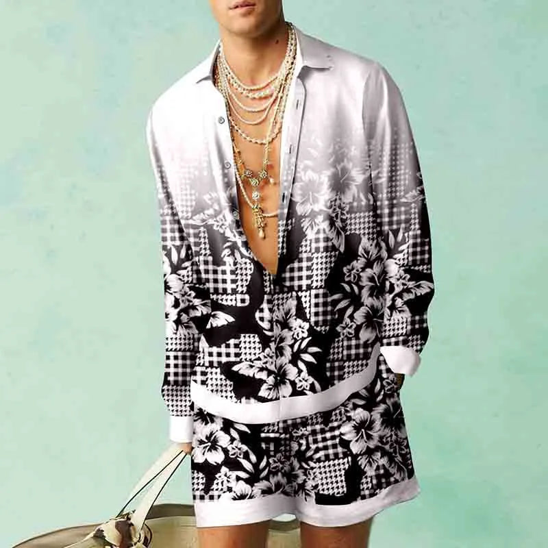 Men's Floral Silk Two-Piece Set | Relaxed Fit | Luxury Summer Resort Wear
