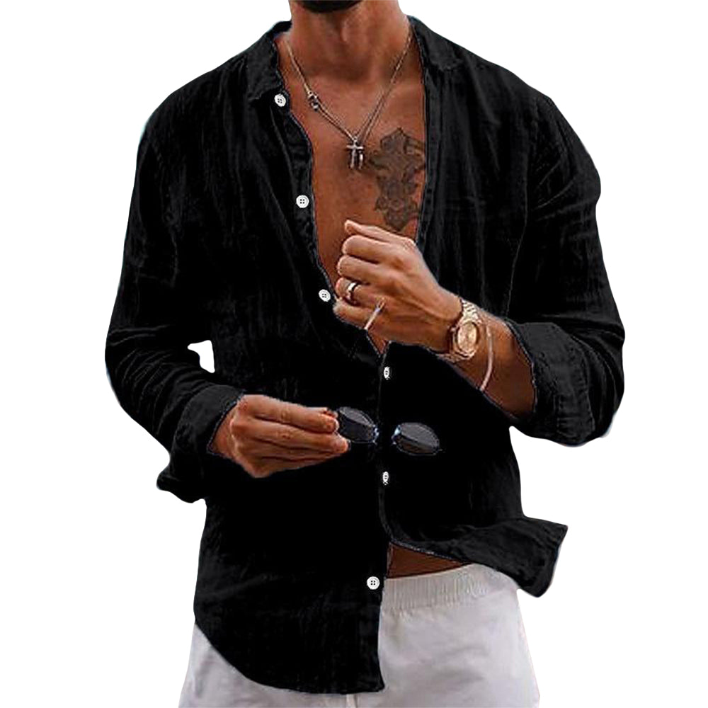 Men's Long-Sleeve Linen Shirt | Lightweight & Breathable | Casual Summer Wear