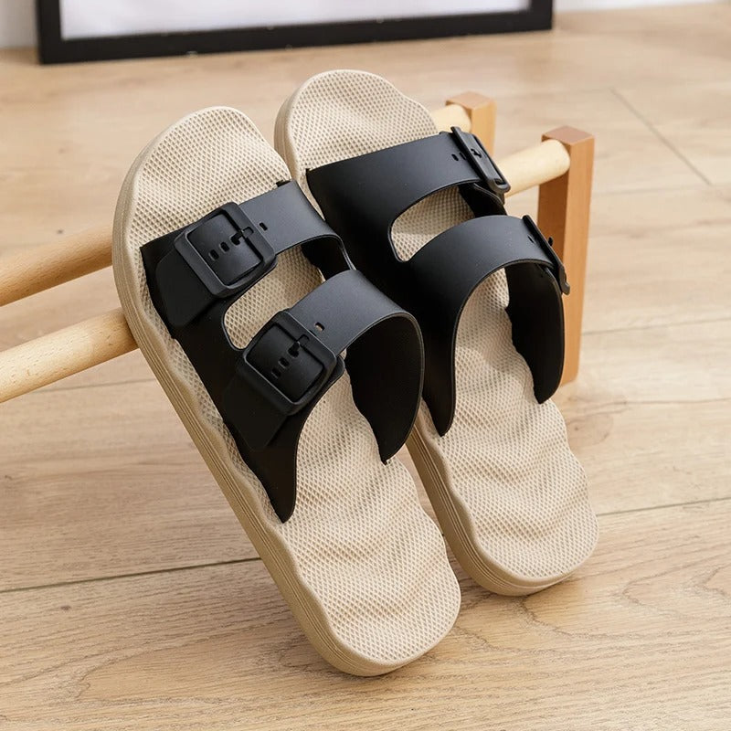 Double-Strap Slide Sandals | Lightweight EVA Foam | Adjustable Buckles | Casual Summer Wear