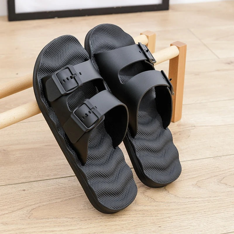 Double-Strap Slide Sandals | Lightweight EVA Foam | Adjustable Buckles | Casual Summer Wear
