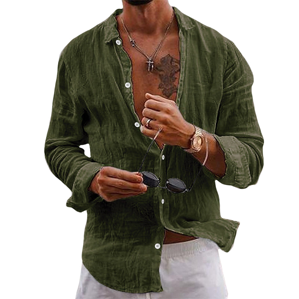 Men's Long-Sleeve Linen Shirt | Lightweight & Breathable | Casual Summer Wear