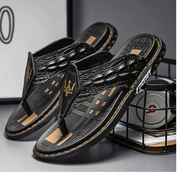 Leather-Style Flip-Flops | Comfortable and Stylish Sandals for Men