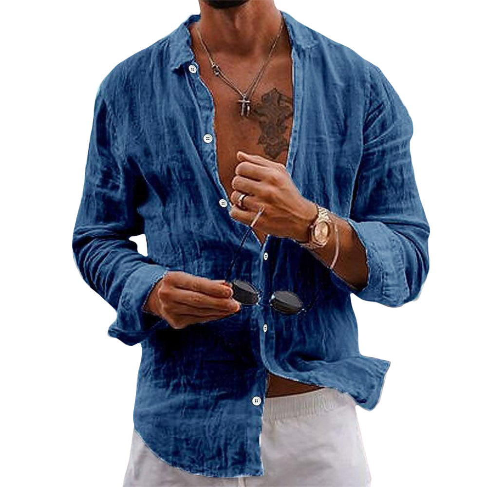 Men's Long-Sleeve Linen Shirt | Lightweight & Breathable | Casual Summer Wear