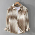 Men's Striped Button-Up Shirt | Long-Sleeve Relaxed Fit | Casual Smart Wear