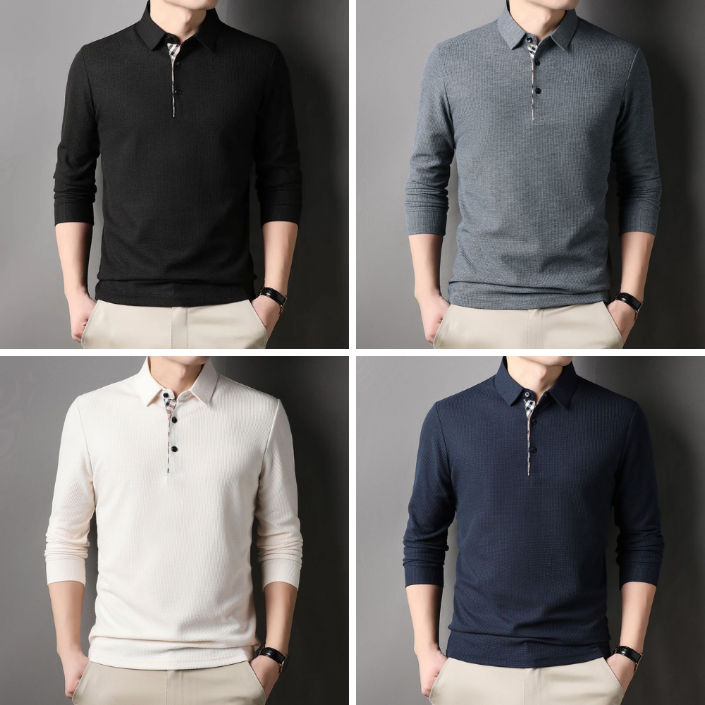 Men's Long-Sleeve Polo Shirt | Stylish Fit & Zip Collar