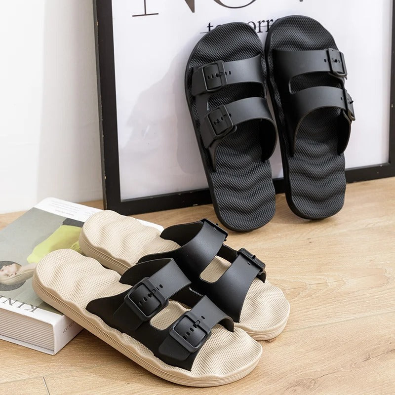 Double-Strap Slide Sandals | Lightweight EVA Foam | Adjustable Buckles | Casual Summer Wear