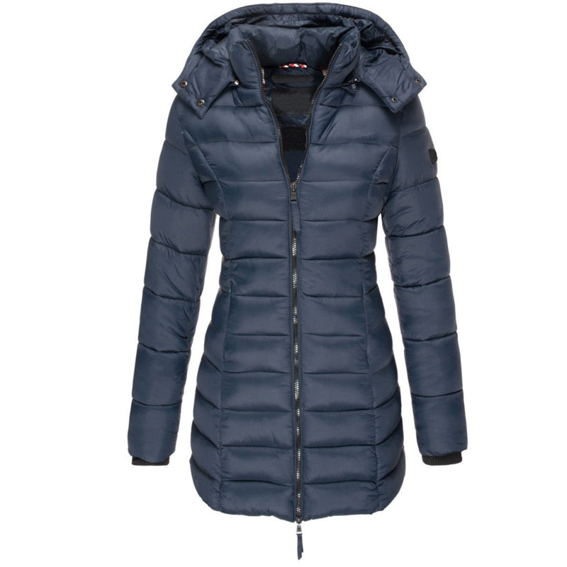 Longline Padded Puffer Jacket | Detachable Hood | Warm and Stylish