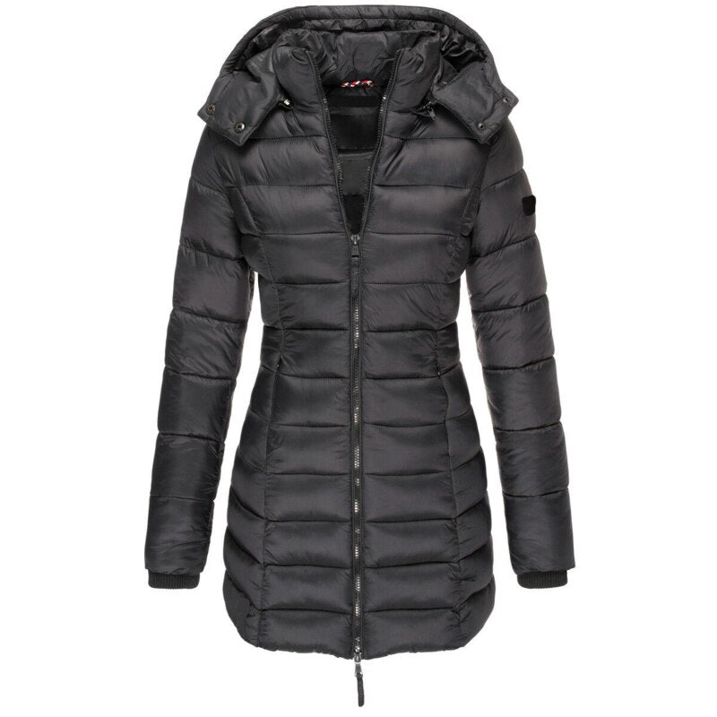 Longline Padded Puffer Jacket | Detachable Hood | Warm and Stylish
