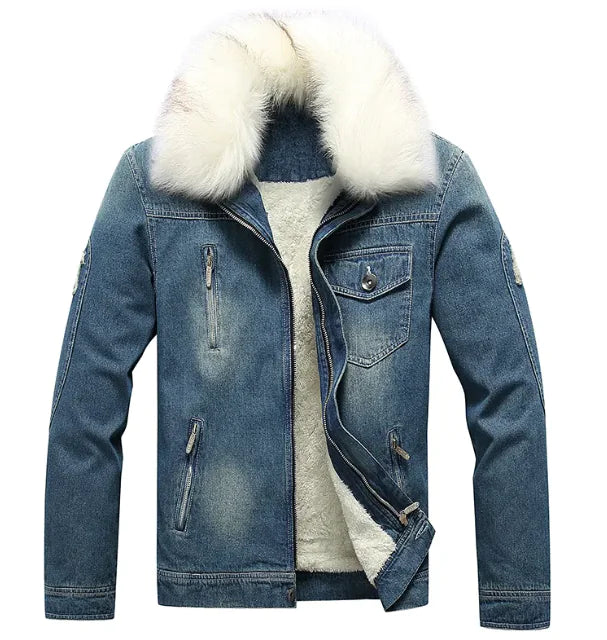 Men's Denim Jacket with Faux Fur Lining | Warm and Stylish, Vintage Look | Winter Casual Wear