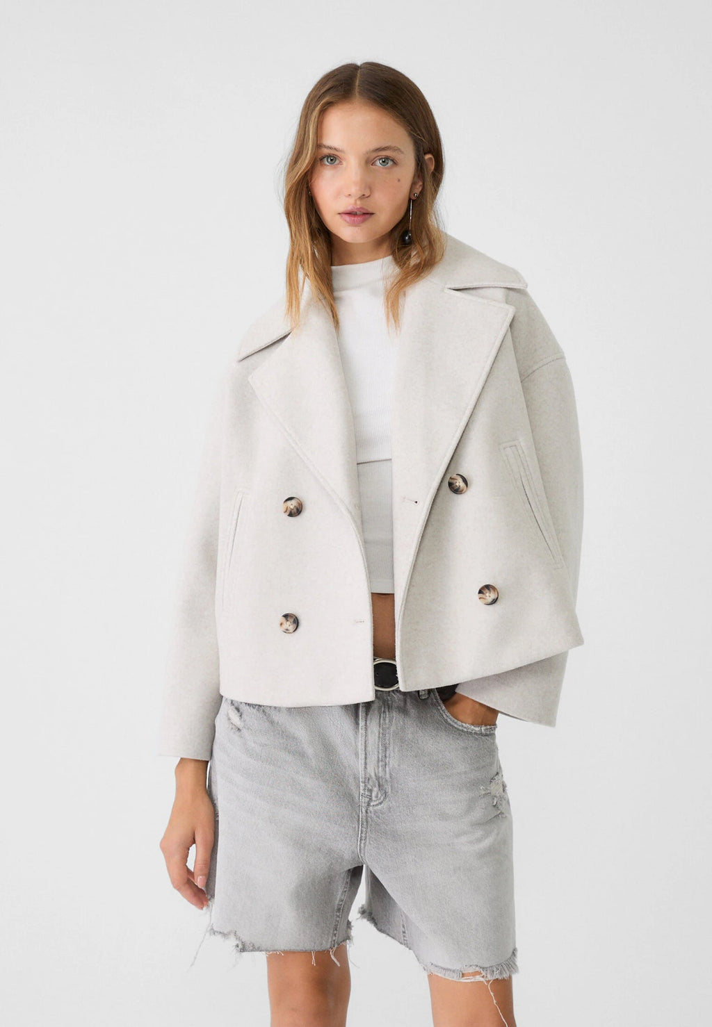 Cropped Double-Breasted Jacket | Wool-Blend | Classic Elegance
