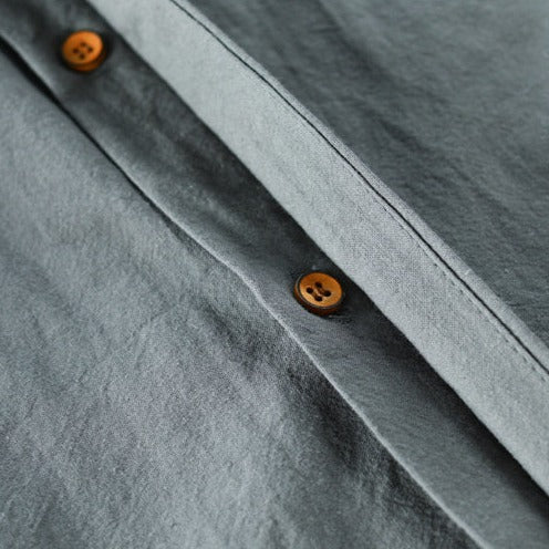 Mandarin Collar Shirt | Cotton-Linen Blend | Minimalist Design