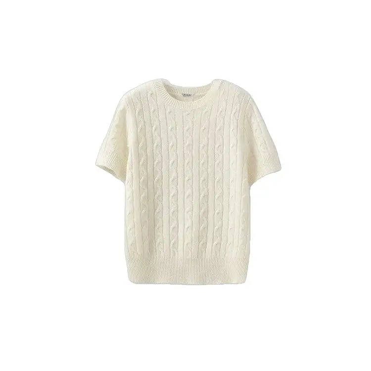 Short-Sleeve Cable-Knit Sweater | Lightweight & Comfortable | Classic Design