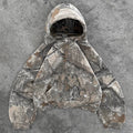 Cropped Camo Hoodie | Raw Hem | Rugged and Stylish