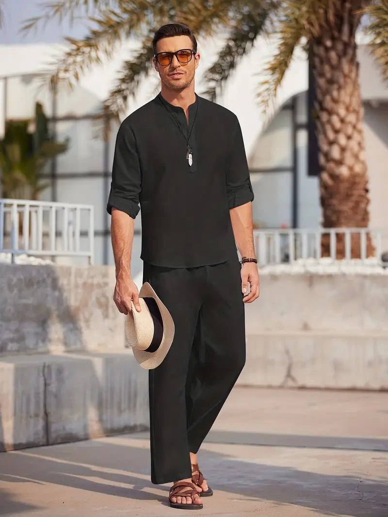 Men's Linen Two-Piece Set | Breathable Summer Outfit | Relaxed Beachwear