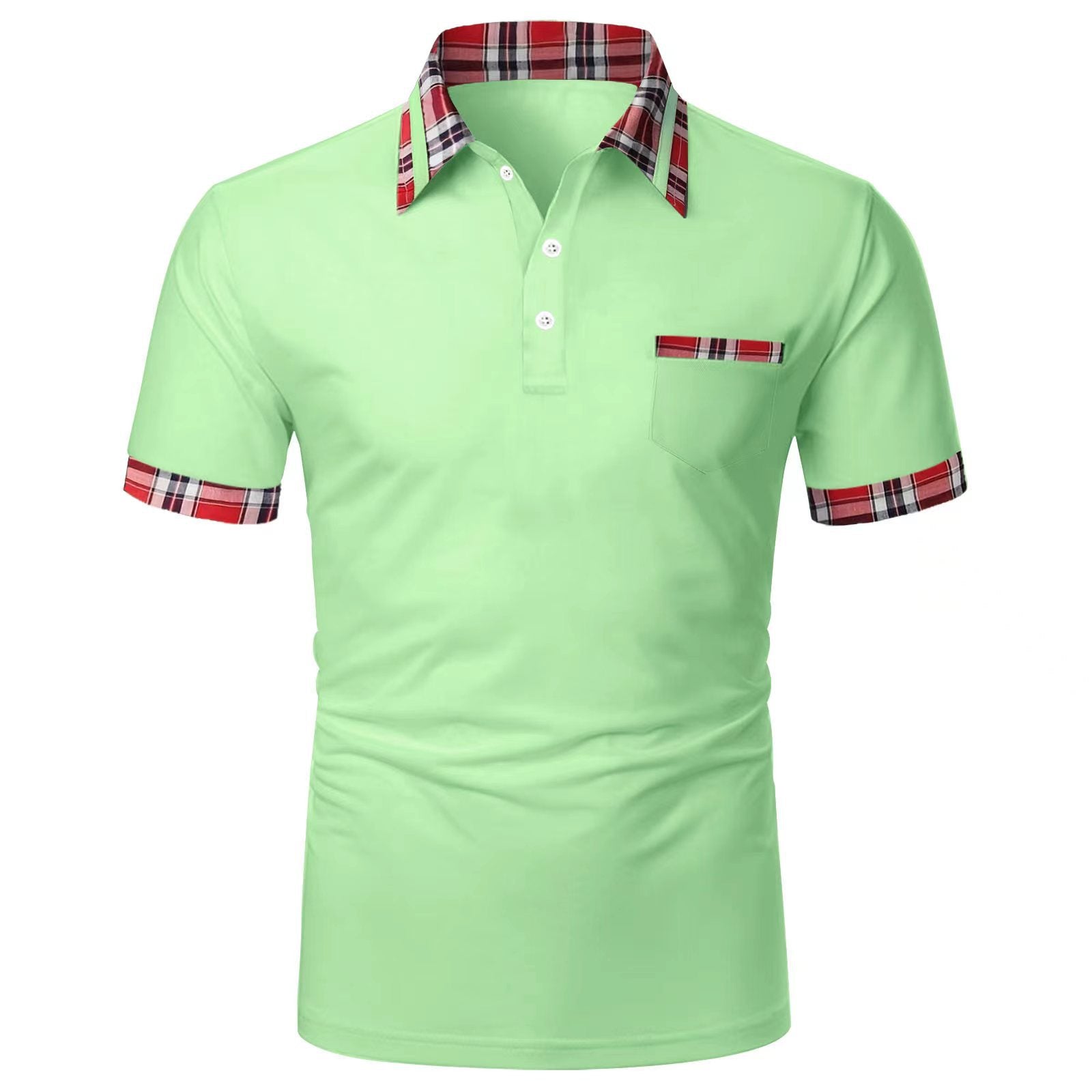 Plaid-Accent Polo Shirt | Soft Cotton Blend | Modern and Stylish Casual Wear