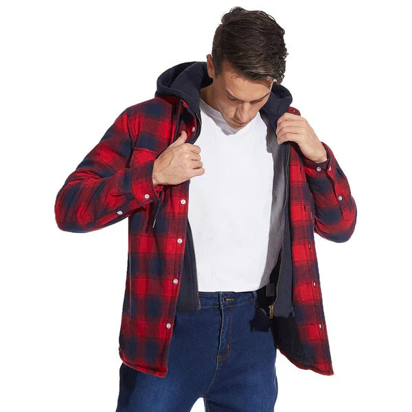 Hooded Plaid Fleece-Lined Shacket | Cotton & Polyester | Warm and Durable