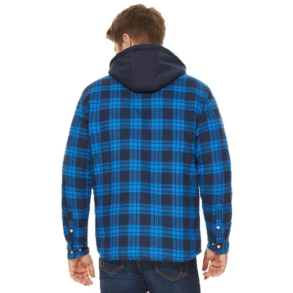 Hooded Plaid Fleece-Lined Shacket | Cotton & Polyester | Warm and Durable