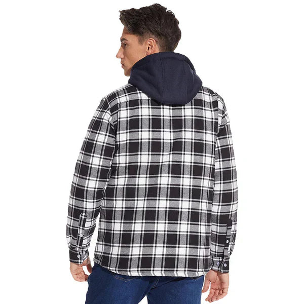 Hooded Plaid Fleece-Lined Shacket | Cotton & Polyester | Warm and Durable