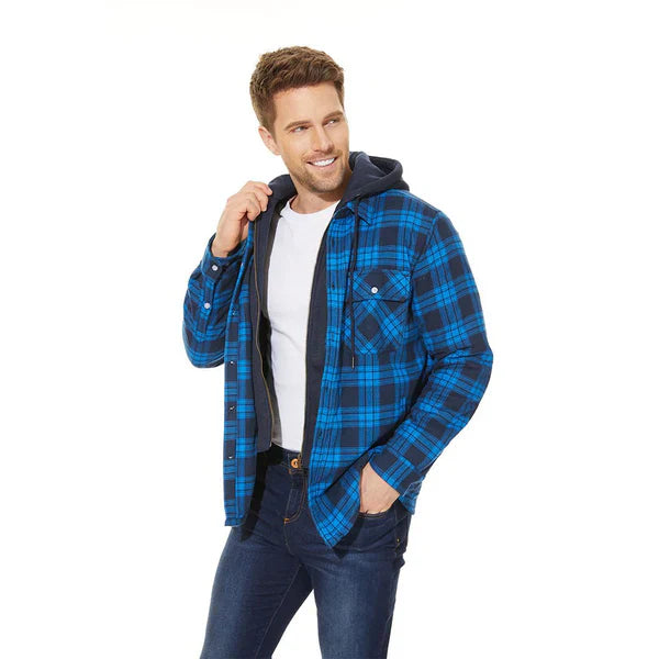 Hooded Plaid Fleece-Lined Shacket | Cotton & Polyester | Warm and Durable