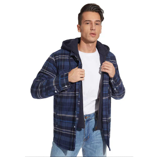 Hooded Plaid Fleece-Lined Shacket | Cotton & Polyester | Warm and Durable