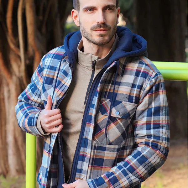 Hooded Plaid Fleece-Lined Shacket | Cotton & Polyester | Warm and Durable
