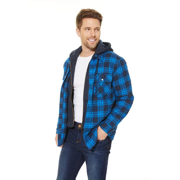 Hooded Plaid Fleece-Lined Shacket | Cotton & Polyester | Warm and Durable