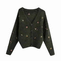 Embroidered Floral Knit Cardigan | Button-Down | Cozy Elegance