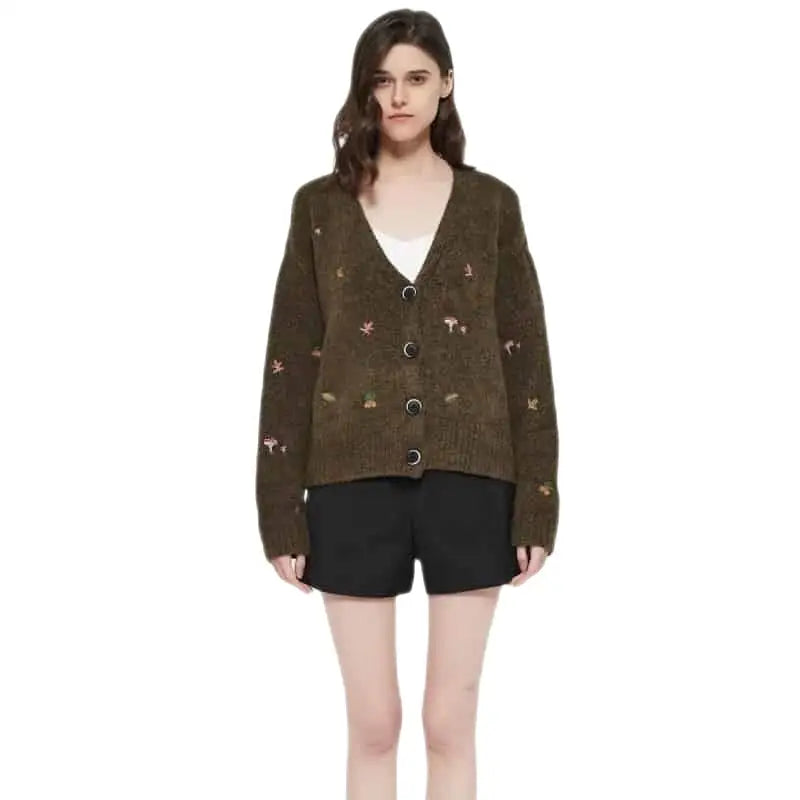 Embroidered Floral Knit Cardigan | Button-Down | Cozy Elegance