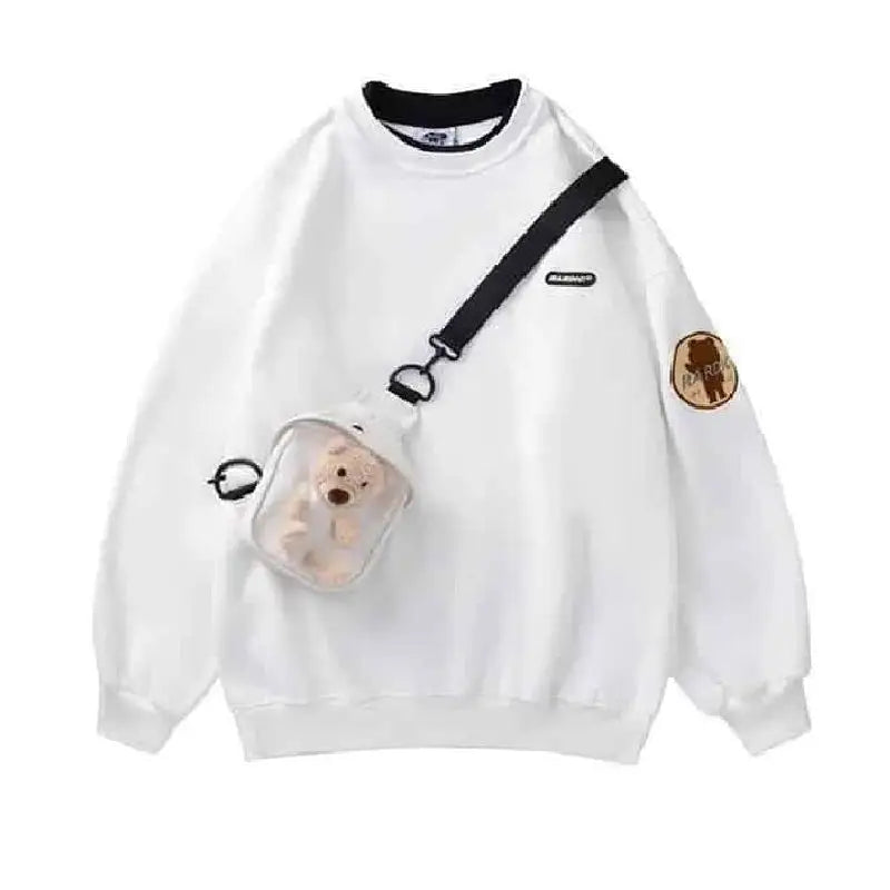 Oversized Sweatshirt with Teddy Bear Pouch | Playful Style | Cozy Comfort