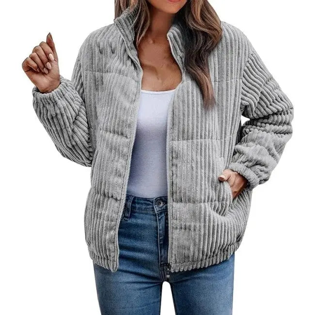 Ribbed Fleece Jacket | Polyester | Warm and Versatile