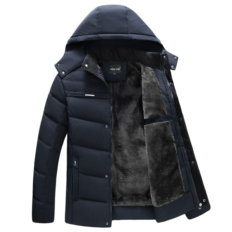 Fleece-Lined Winter Puffer Coat | Windproof | Detachable Hood