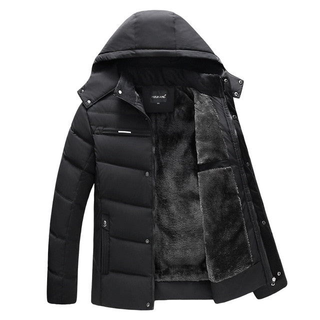 Fleece-Lined Winter Puffer Coat | Windproof | Detachable Hood