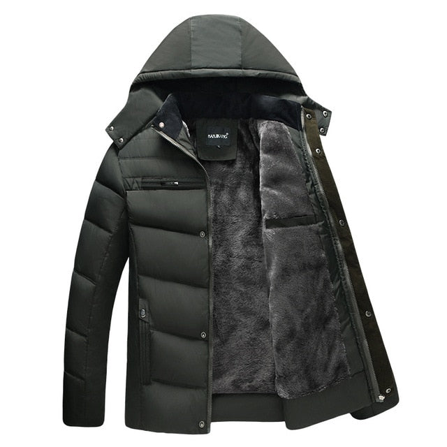 Fleece-Lined Winter Puffer Coat | Windproof | Detachable Hood