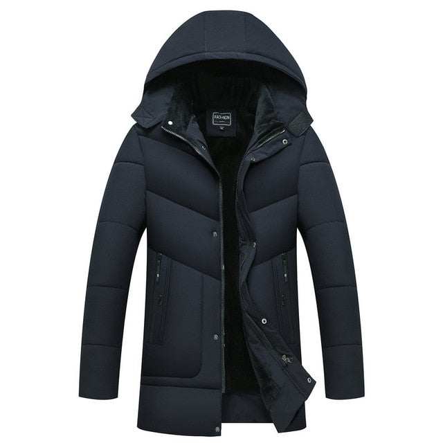 Fleece-Lined Winter Puffer Coat | Windproof | Detachable Hood