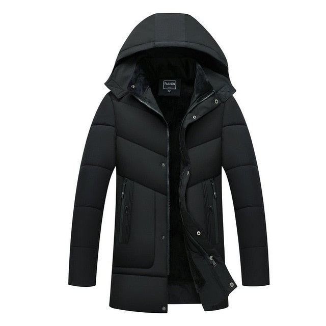 Fleece-Lined Winter Puffer Coat | Windproof | Detachable Hood