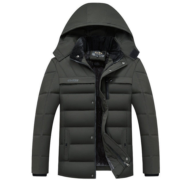Fleece-Lined Winter Puffer Coat | Windproof | Detachable Hood