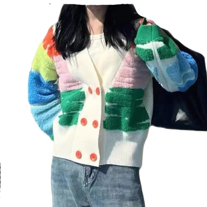 Multicolor Striped Sleeve Cardigan | Relaxed Fit | Playful Style