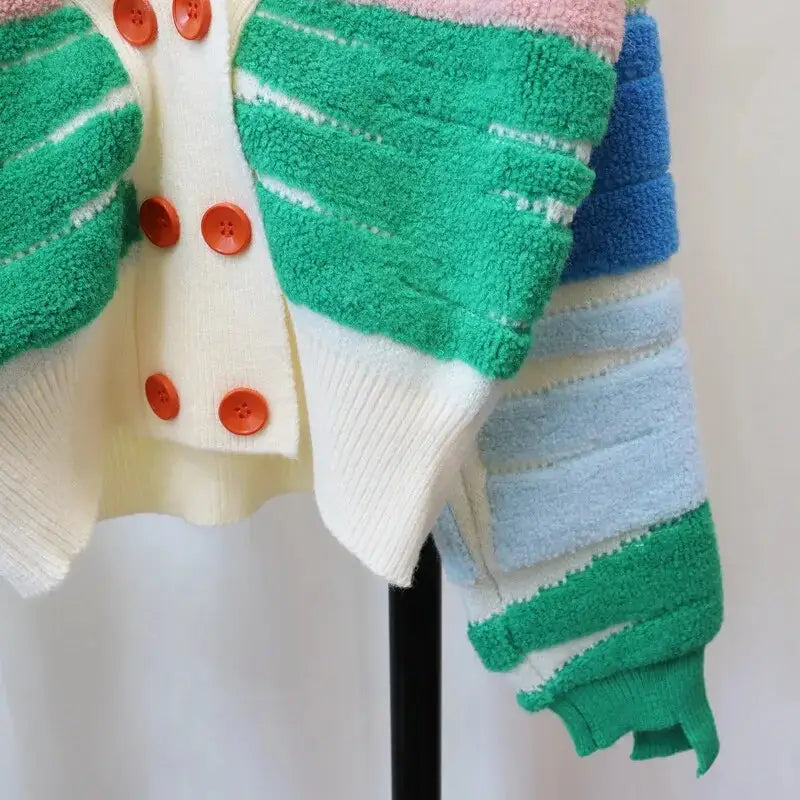 Multicolor Striped Sleeve Cardigan | Relaxed Fit | Playful Style