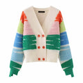 Multicolor Striped Sleeve Cardigan | Relaxed Fit | Playful Style