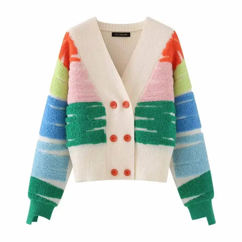 Multicolor Striped Sleeve Cardigan | Relaxed Fit | Playful Style