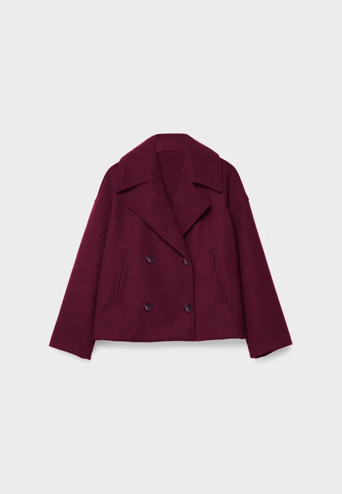 Cropped Double-Breasted Jacket | Wool-Blend | Classic Elegance