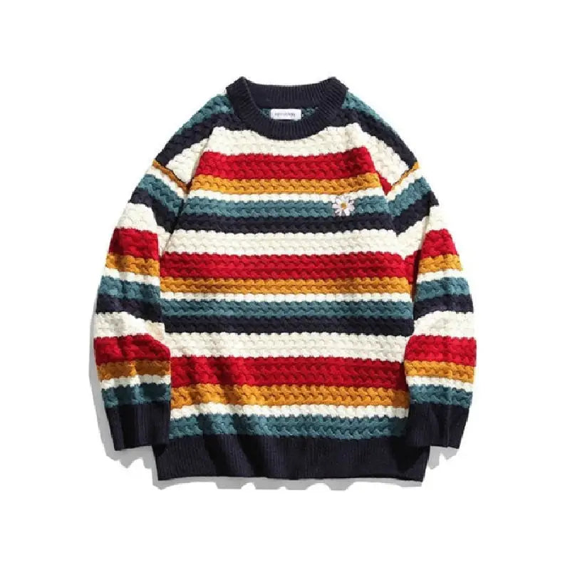Striped Knit Sweater | Multicolor Design | Relaxed Fit