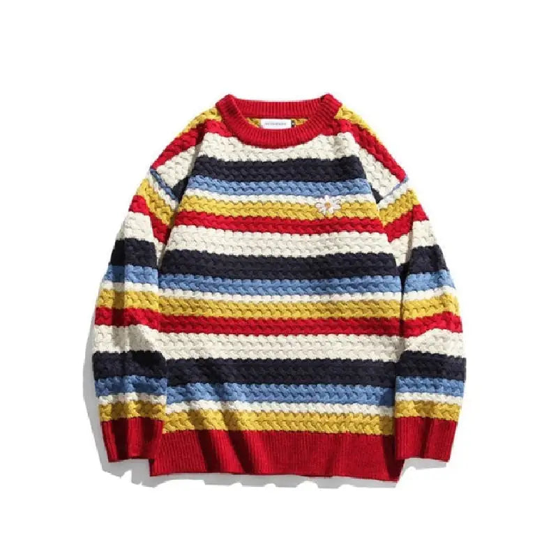 Striped Knit Sweater | Multicolor Design | Relaxed Fit