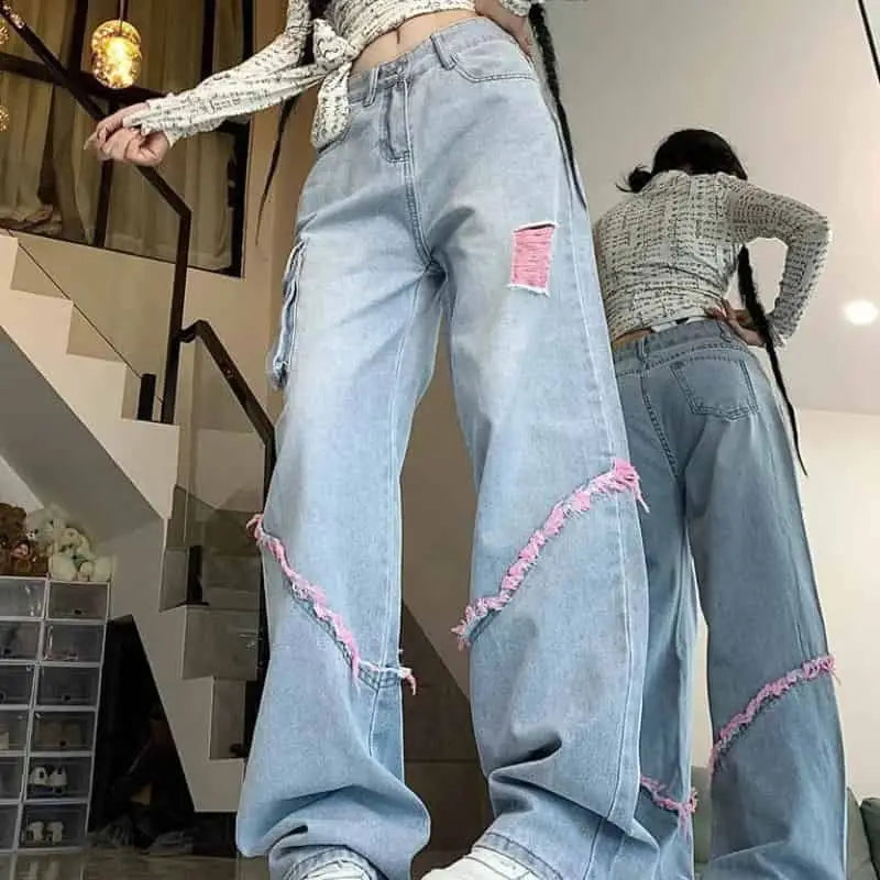 Wide-Leg Denim Jeans | Contrast Stitching | Modern Streetwear