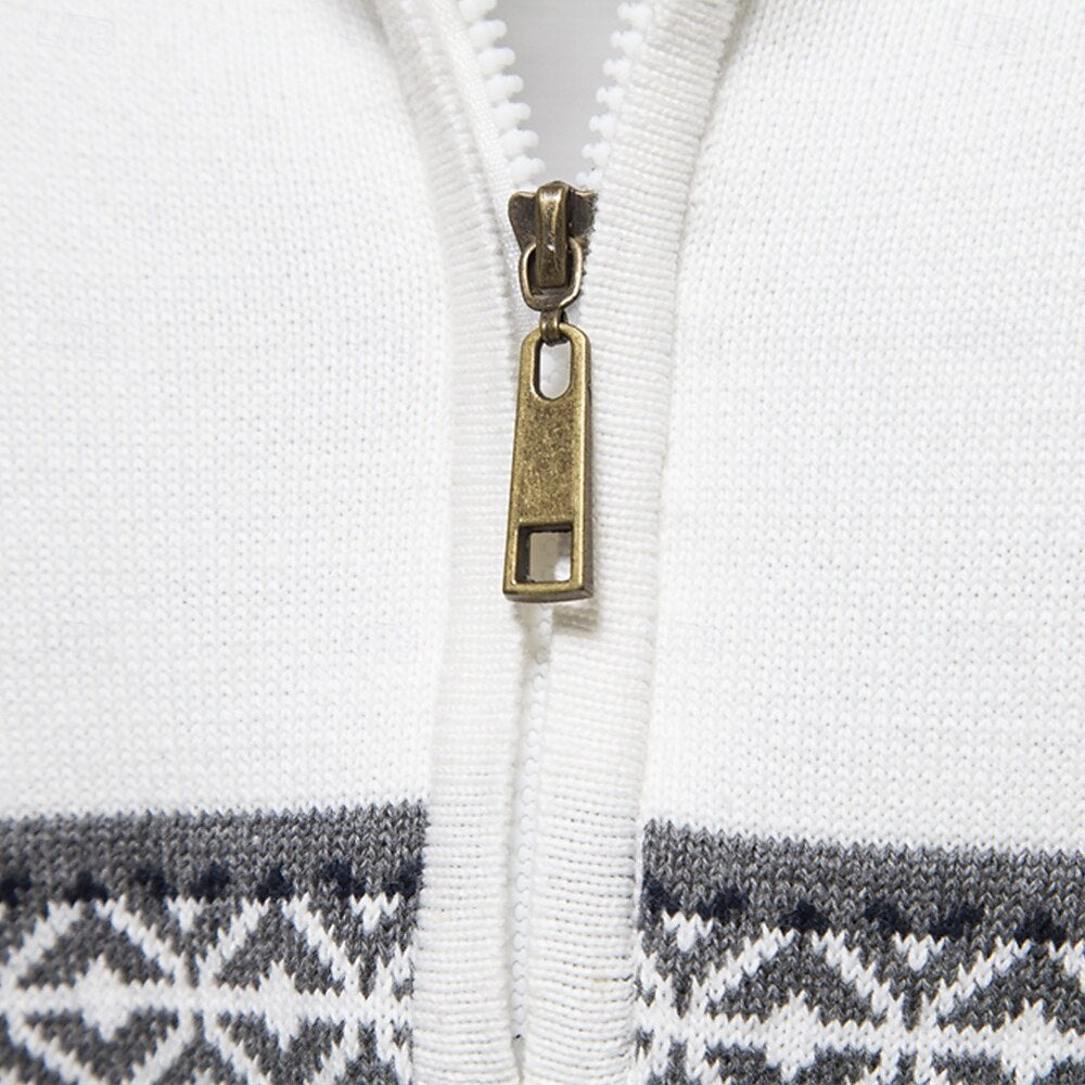 Half-Zip Knit Sweater | Nordic Pattern | Winter Casual Wear