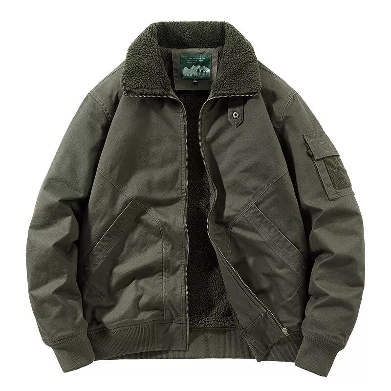 Fleece-Lined Bomber Jacket | Military Style | Warm and Durable
