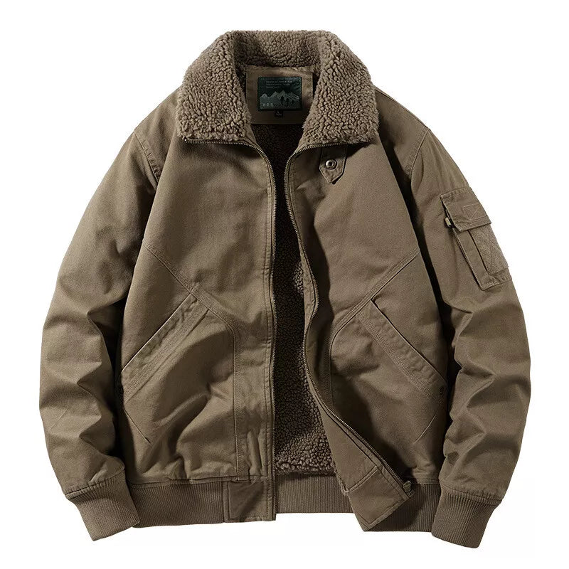 Fleece-Lined Bomber Jacket | Military Style | Warm and Durable