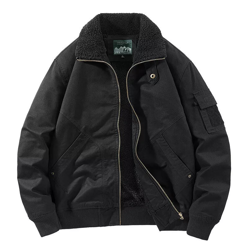 Fleece-Lined Bomber Jacket | Military Style | Warm and Durable