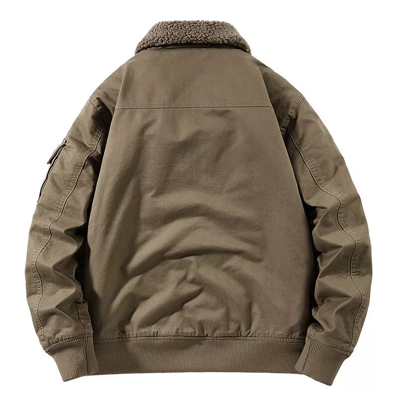 Fleece-Lined Bomber Jacket | Military Style | Warm and Durable