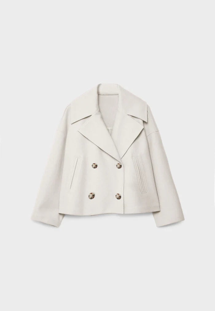 Cropped Double-Breasted Jacket | Wool-Blend | Classic Elegance